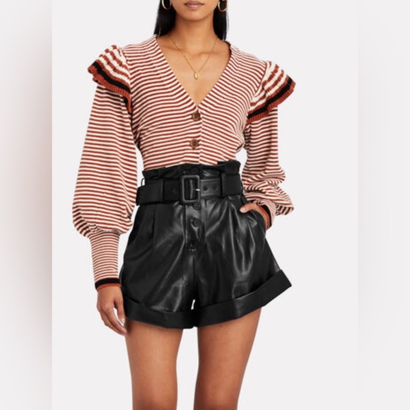 NWOT ULLA JOHNSON Rooney Striped Frill Cardigan Sz P